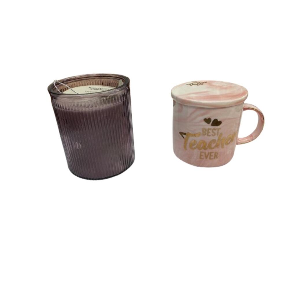 Best Teacher Ever Mug And Lavender Lemonade Candle Gift Set New